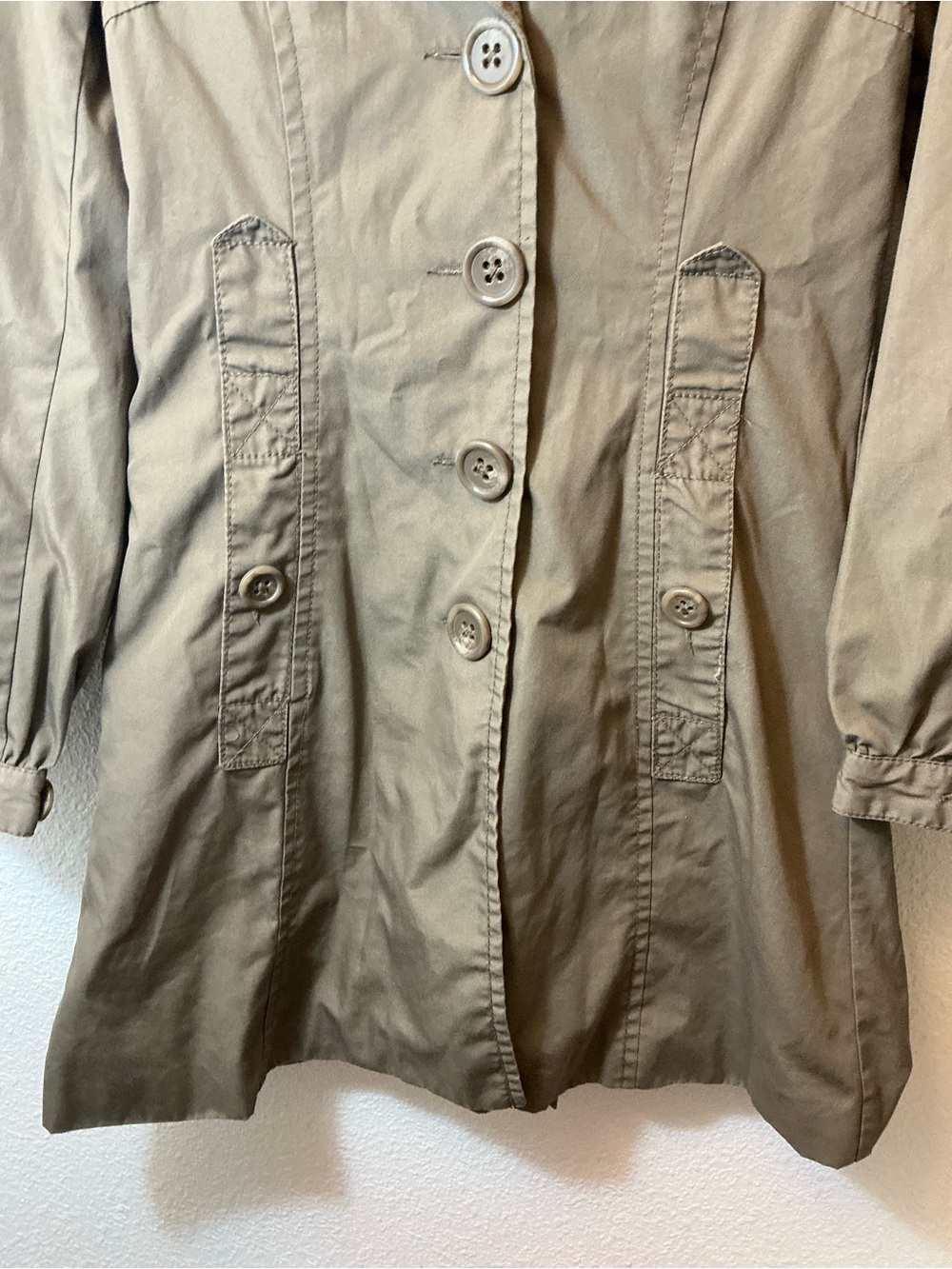 H&M Women’s Lightweight Trench Coat Taupe Button Front Jacket Size 4 - Picture 2 of 5
